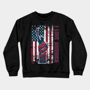 I Love America USA Flag Statue of Liberty Crewneck Sweatshirt